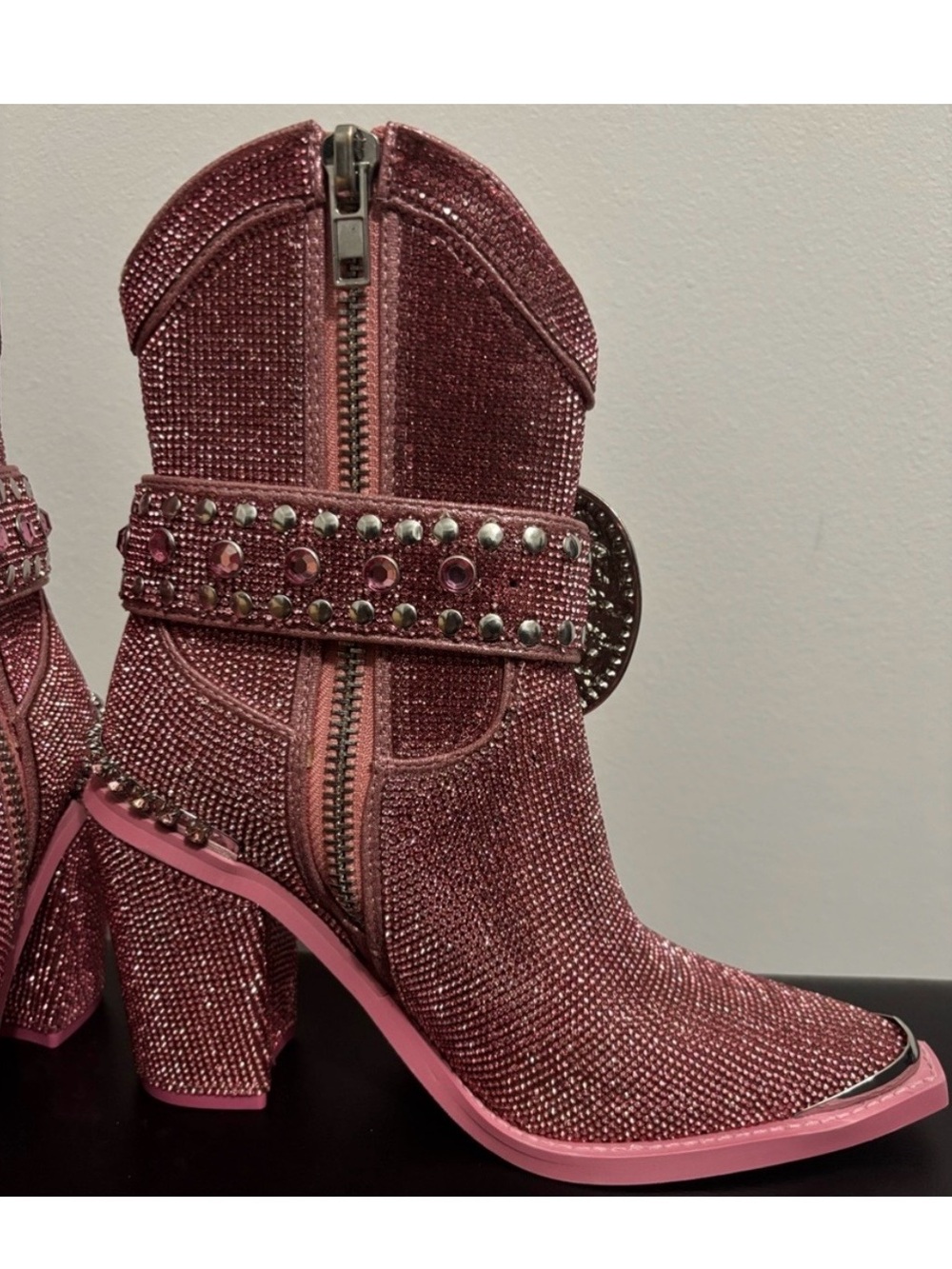 NWOB Dolls Kill / Club Exx Pink Sharp Sheriff Shine Cowboy Boots - Picture 4 of 5